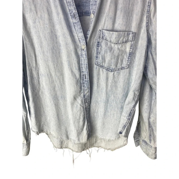 Rails Ingrid Raw Hem Chambray shirt button down size xs - Picture 6 of 8